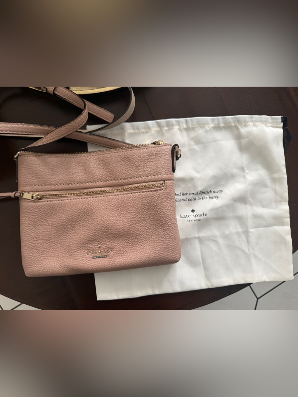Kate Spade New York Blush Pebbled Leather Crossbody Shoulder Bag with Dust Bag